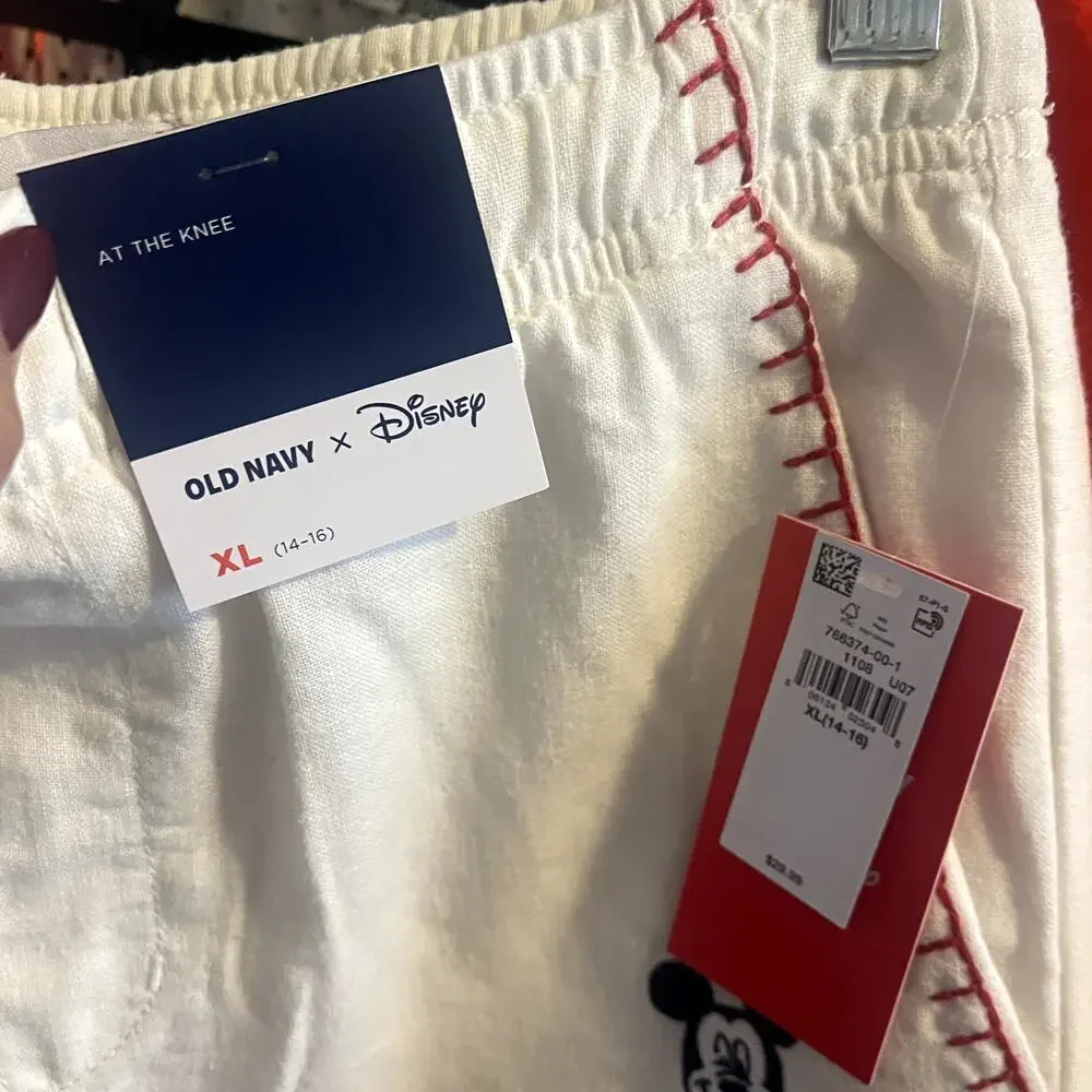 NWT Old Navy x Disney Mickey Mouse Linen-Blend Jogger Shorts Cruise Sz XL(14-16)